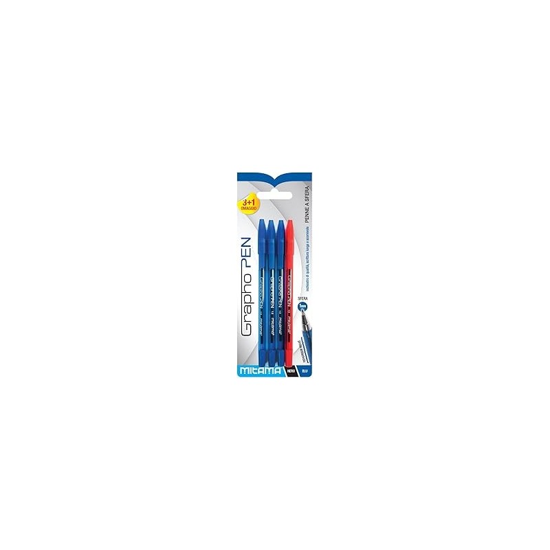 Stylo à bille pointe 1mm SFERIX blist de 4 MITAMA