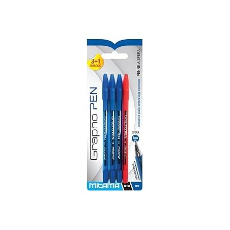 Stylo à bille pointe 1mm SFERIX blist de 4 MITAMA