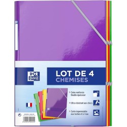 Chemise 3 rabats à élastique A4 carte rebordé pelliculé Oxford