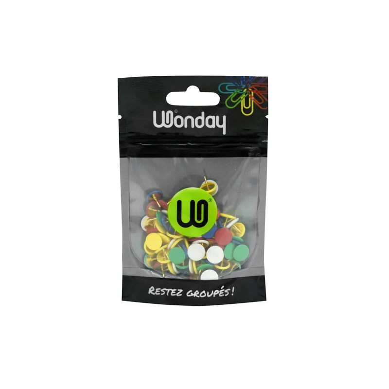 Punaise couleur assortie bte de 100 WONDAY