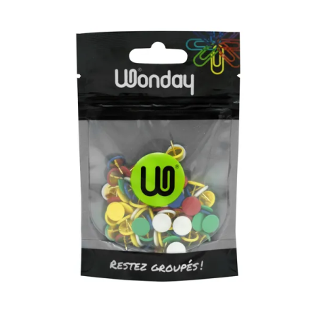 Punaise couleur assortie bte de 100 WONDAY