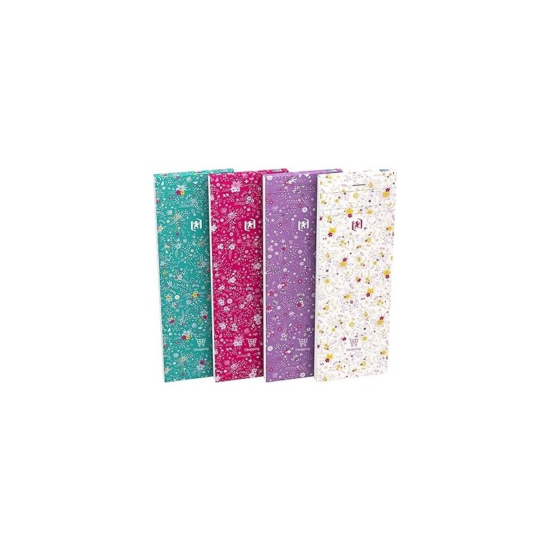 Bloc note shopping flowers 74x210 160p 90g ligne 6mm e assorti Oxford