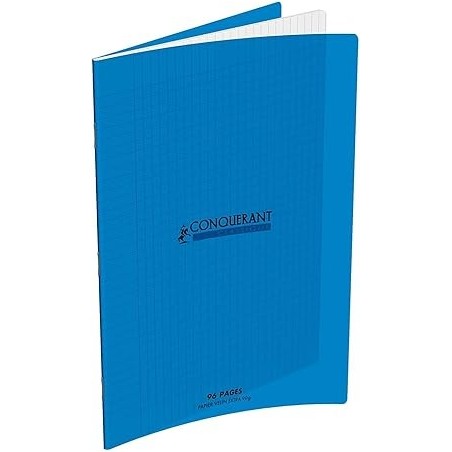 Cahier 17x22 seyes 96p 90g couv PP avec rabat Conquérant