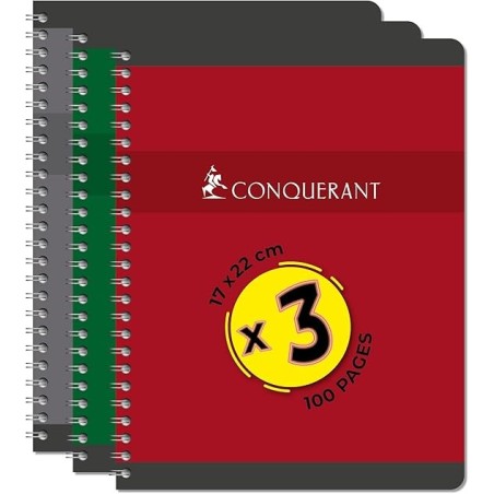 Cahier 17x22 100p 90g 5x5 reliure int. couv PP Conquérant