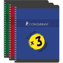 Cahier 17x22 100p 90g 5x5 reliure int. couv PP Conquérant