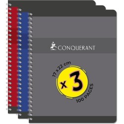Cahier 17x22 100p 90g 5x5 reliure int. couv PP Conquérant