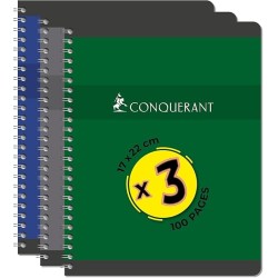 Cahier 17x22 100p 90g 5x5 reliure int. couv PP Conquérant