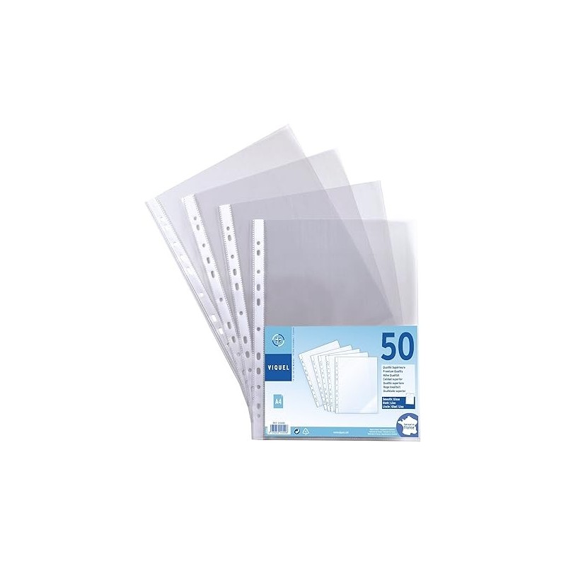 Pochette plast. perfo transp A4 (Lot de 50) Viquel