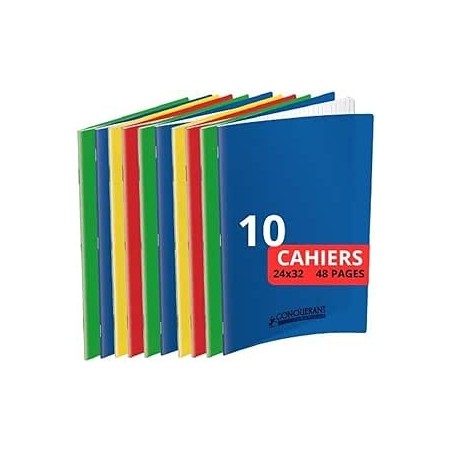 Cahier 24x32 seyes 48p 90g couv PP avec rabat Conquérant
