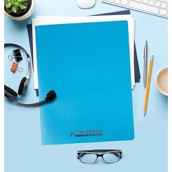 Cahier A4 100p 90g 5x5 réliure int. couv PP Conquérant