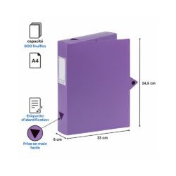 Boîte de classement polypro dos 60 assortie Viquel