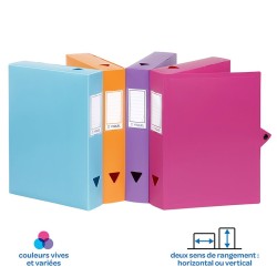 Boîte de classement polypro dos 60 assortie Viquel