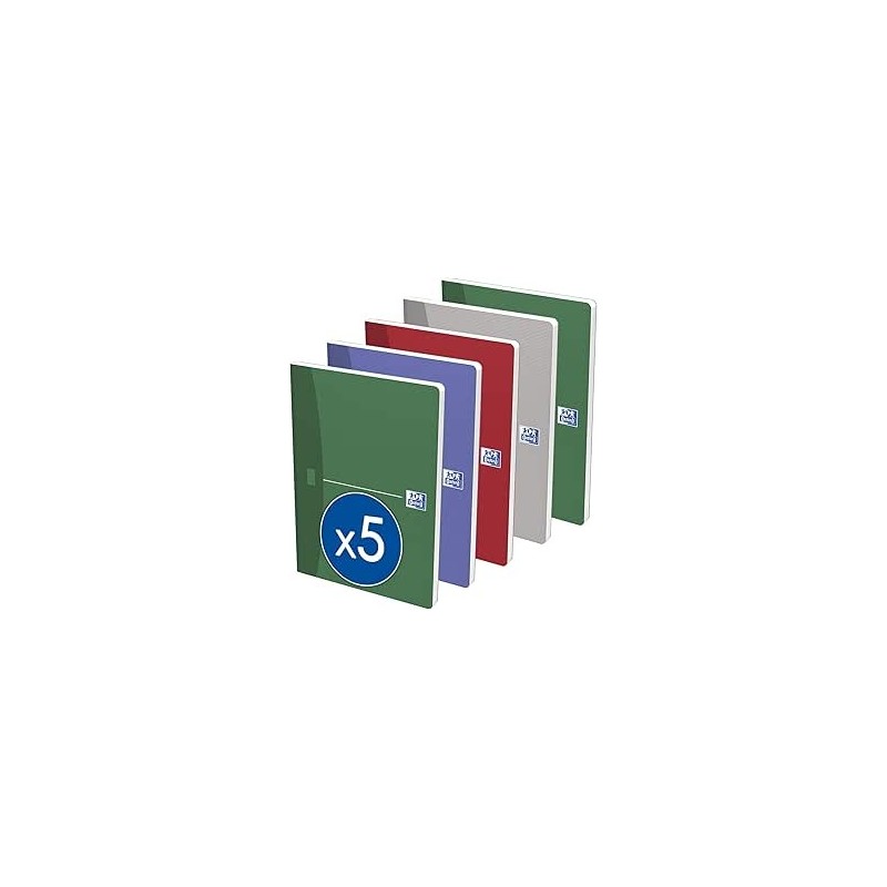 Cahier brochure A4 192p 90g 5x5 essentials assortis Oxford