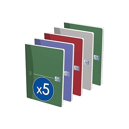 Cahier brochure A4 192p 90g 5x5 essentials assortis Oxford