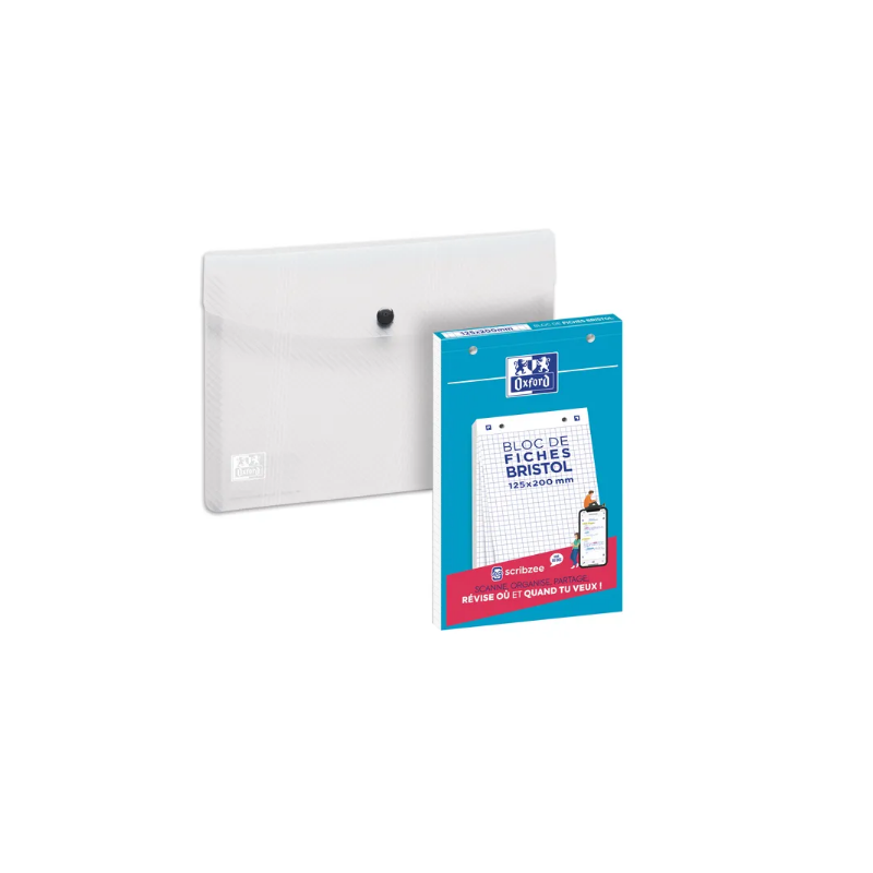 Fiche bristol blanche perf. en bloc A5 5x5 30 flles Oxford