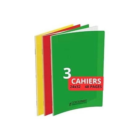 Cahier de vie agrafe 24x32  90g/120g 96p ligne 8 mm/uni couv pp Conq