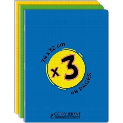 Cahier de vie agrafe 24x32  90g/120g 96p ligne 8 mm/uni couv pp Conq