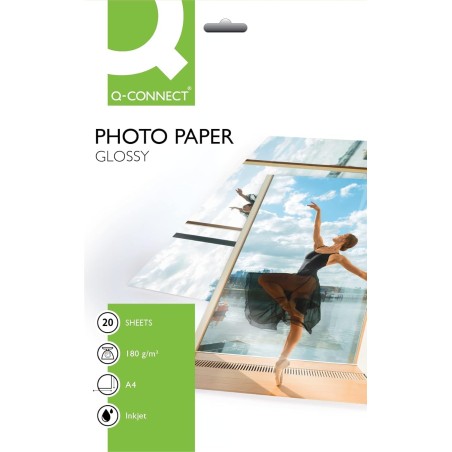 Papier photo A4 glacé ultra brillant 180g Q-connect