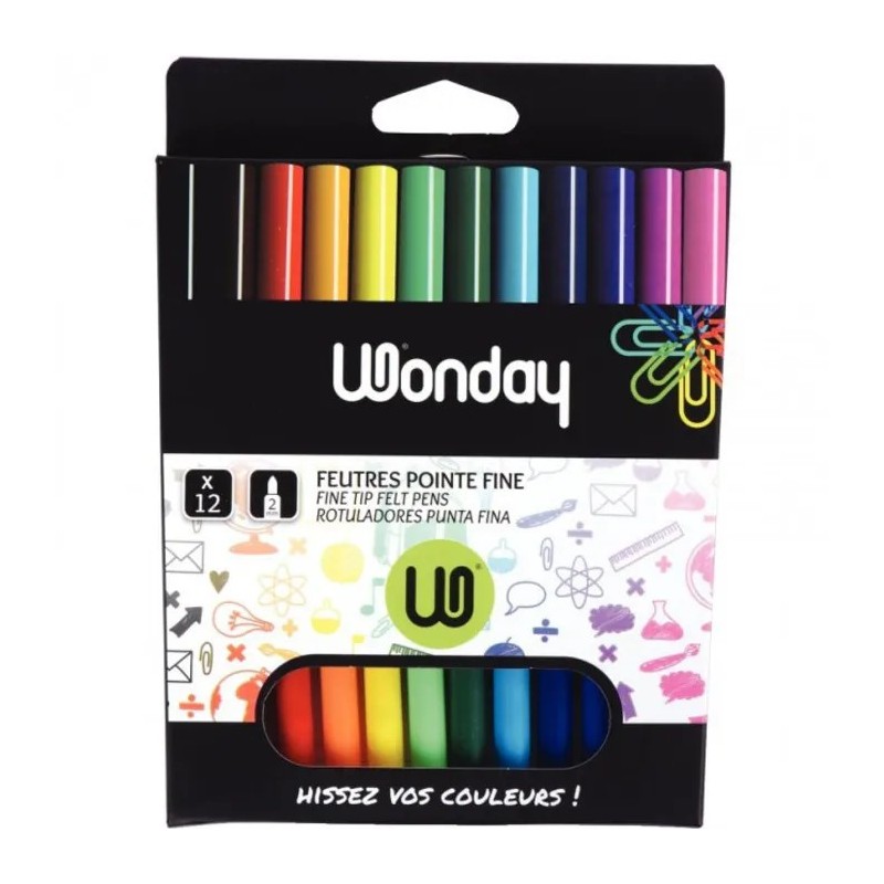 Feutre 12 couleurs pte fine WONDAY
