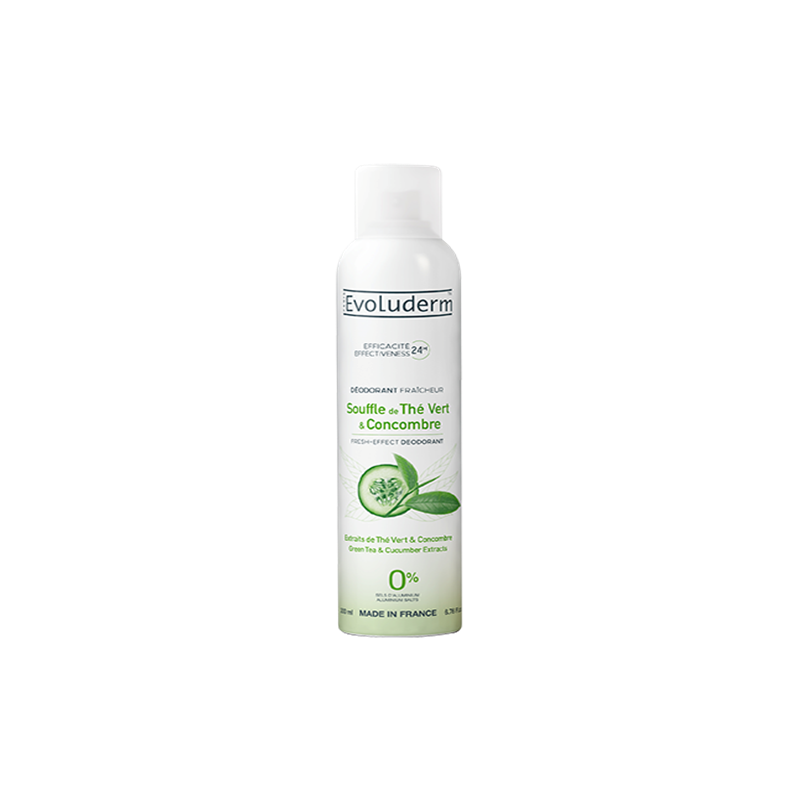 Déodorant souffle de thé vert et concombre 24h 200ml EVOLUDERM 20377
