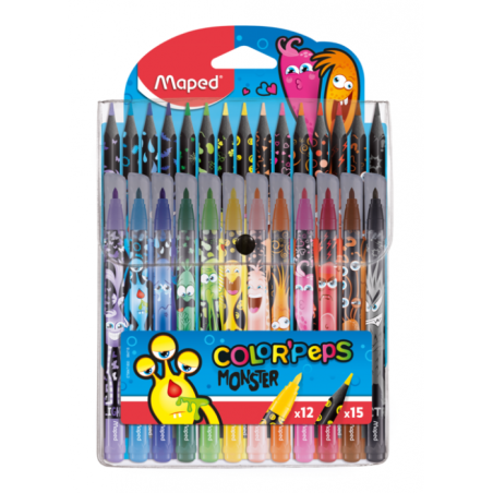 Combo pack 12 feutres+15 Crayon de couleur MONSTER MAPED