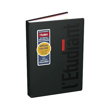 Agenda 1j par page L'étudiant BAC PVC 12X18 352P 24-25 NOIR FRANÇAIS