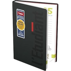 Agenda 1j par page L'étudiant BAC PVC 12X18 352P 24-25 NOIR FRANÇAIS