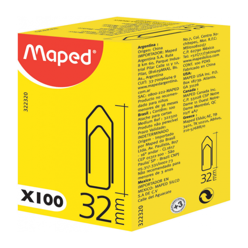 Attache lettre 32mm bte de 100 Maped