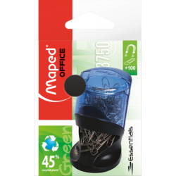 Distributeur de trombone + 100 trombone gris et noir Maped