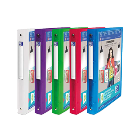 Classeur 4 anneaux A4 translucide Polyvision Dos 30 Elba