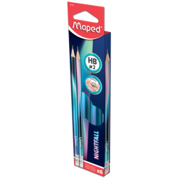 Crayon graphite graphpeps HB Avec gomme NIGHTFALL bte de 6 Maped