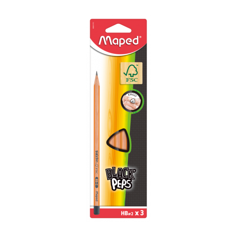 Crayon graphite fsc 100% hb x3 blister Maped