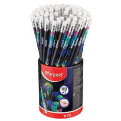 Crayon graphite HB Avec gomme DEEPSEA PARADISE boite de 72 Maped