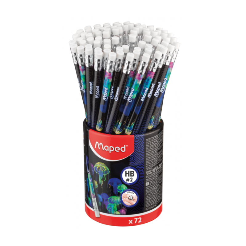 Crayon graphite HB Avec gomme DEEPSEA PARADISE boite de 72 Maped