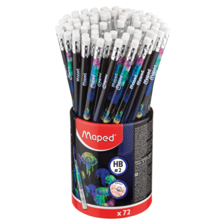 Crayon graphite HB Avec gomme DEEPSEA PARADISE boite de 72 Maped