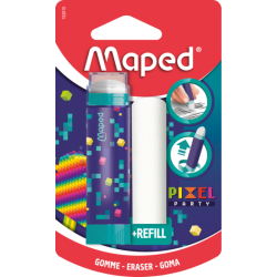 Gomme blanche bâton +recharge en blister PIXEL PARTY Maped