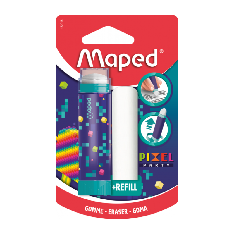 Gomme blanche bâton +recharge en blister PIXEL PARTY Maped
