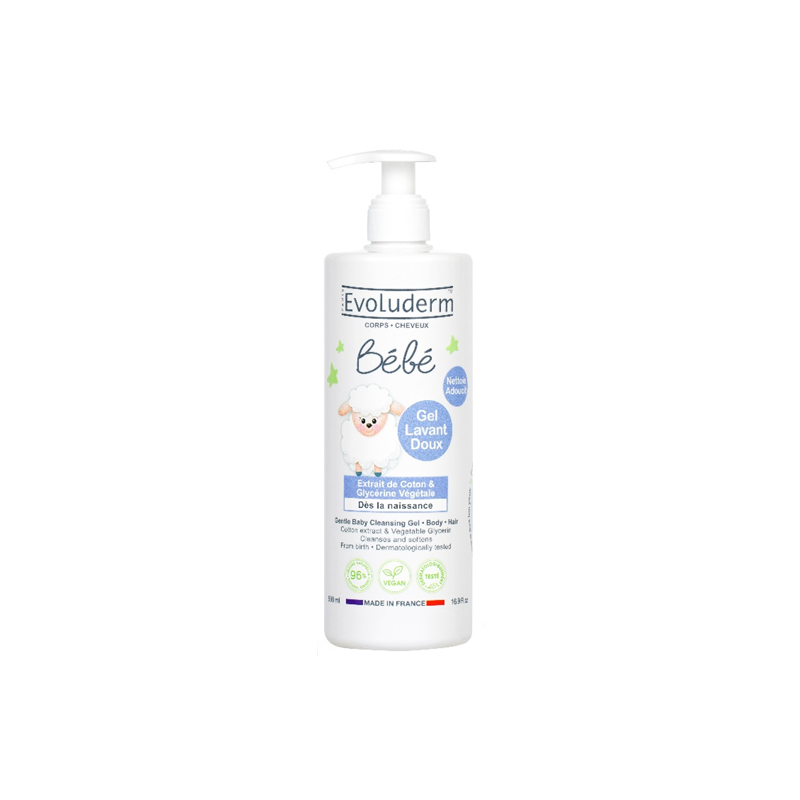Lait de toilette doux bébé 500ml EVOLUDERM