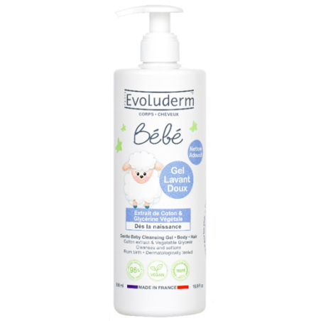 Lait de toilette doux bébé 500ml EVOLUDERM