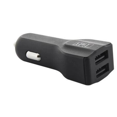 Chargeur allume-cigares 3A - 2 USB - noir