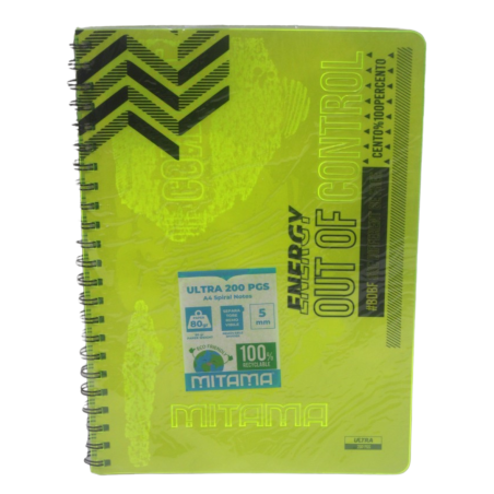 Note book A5 int. Ligné 200p FLUO COLORS MITAMA