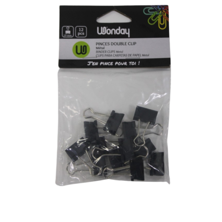 Pince double clip 19 mm sachet de 12 WONDAY