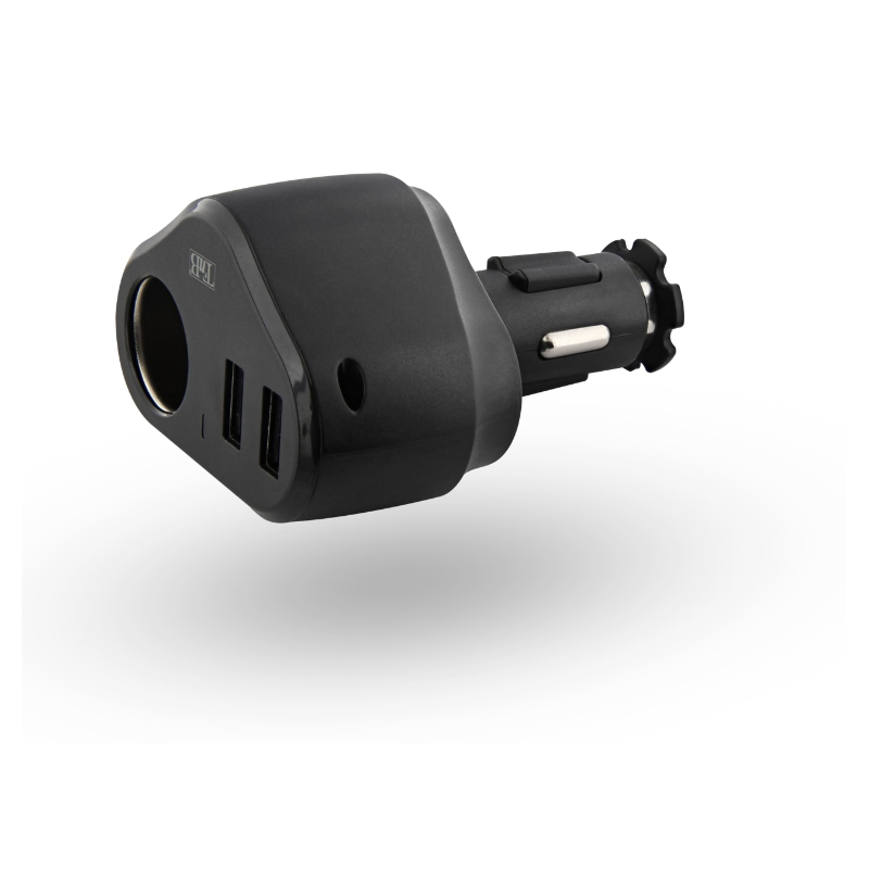 Chargeur allume-cigares 3en1 - noir