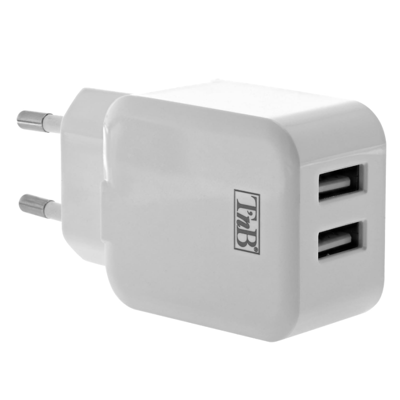 Chargeur secteur 2 USB 2,4A - blanc 12W