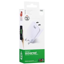 Chargeur secteur 2 USB 2,4A - blanc 12W