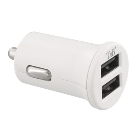 Chargeur allume-cigare double USB 2.4A - blanc