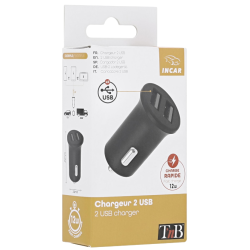 Chargeur allume-cigare double USB 2.4A - noir