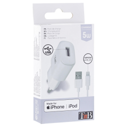 Chargeur sect. USB 1A+câble iPhone5-6/iPod Nano7 TNB 5W