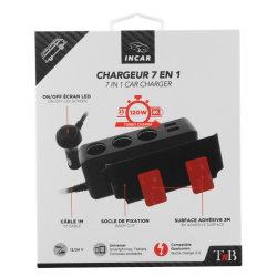 Chargeur premium 7en1 TNB allume cigare 8,5A charge ultra-rapide