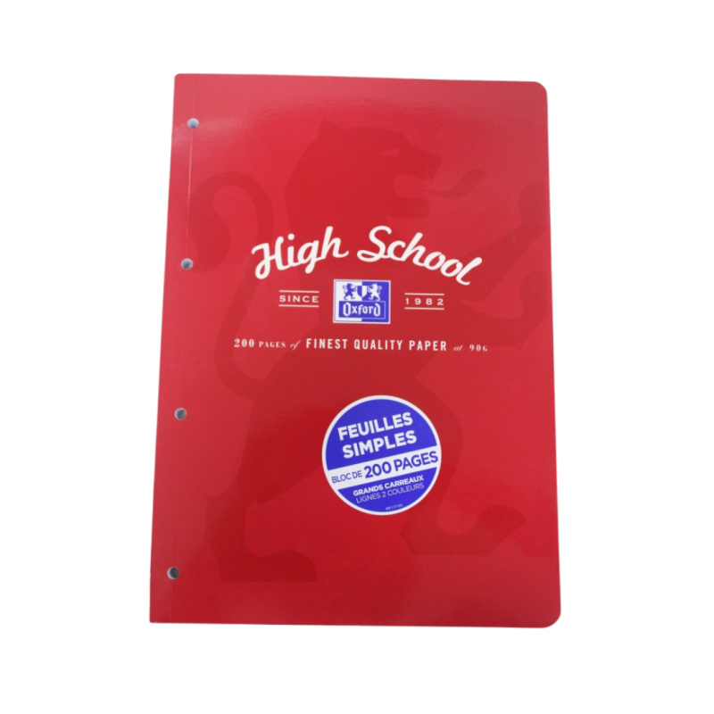 Feuille mobile A4  seyès blanc 200p perforées Oxford